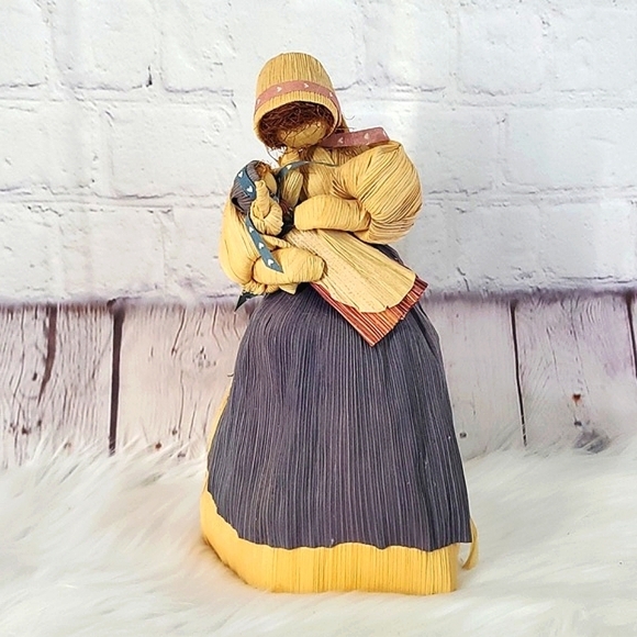 Vintage 80s Corn Husk Mother & Child Doll Handmade Amish Faceless Country Farm 9 - Picture 4 of 12